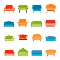 Sofa icon flat vector