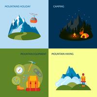 Iconos de camping establecidos planos vector