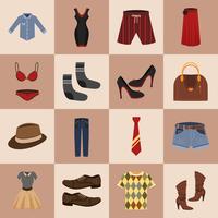 Clothes icons set vector