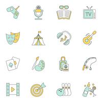 Iconos de entretenimientos planos vector