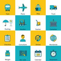 Logistic icons set flat vector