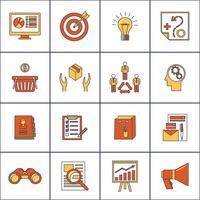 Marketers flat line icons set vector