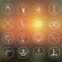 Nautical icons set outline vector