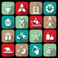 Iconos de Navidad establecidos planos