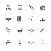 Plumbing icons set vector