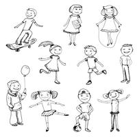 Children characters sketch vector