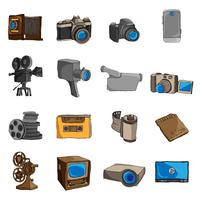 Photo video doodle icons colored vector