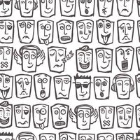 Sketch emoticons seamless pattern vector