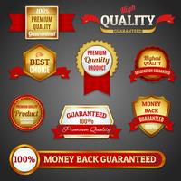 Golden quality labels set vector