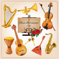 Music instruments color vector