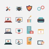 Computer repair flat icons set vector