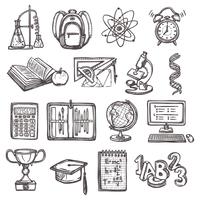 Iconos de bosquejo de educación escolar vector