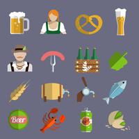 Iconos de cerveza establecidos planos