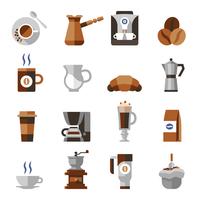 Conjunto plana de iconos de café vector