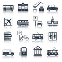 City infrastructure icons black vector
