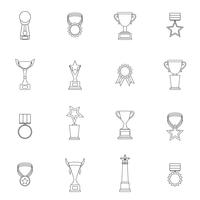 Trophy Icons Set Outline vector