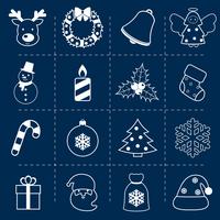Conjunto de iconos de Navidad contorno vector