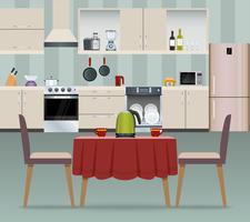 Kitchen interior poster vector