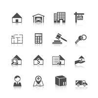 Real estate icons black vector