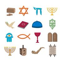 Judaism icons set vector