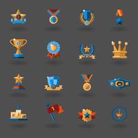 Award flat icons set vector