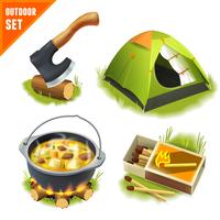 Camping icons set vector