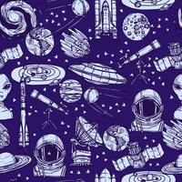 Space sketch seamless pattern vector