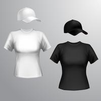 Gorra de beisbol camiseta mujer vector