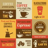Coffee mini poster set vector