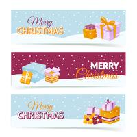 Banners de caja de regalo de navidad vector