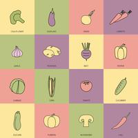 Vegetables icons flat line set vector