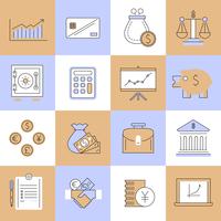 Finance icons set flat line vector