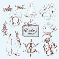 Yachting sketch set vector