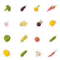 Vegetables Icons Flat Set vector