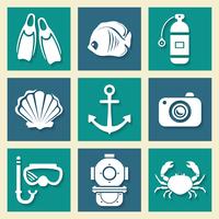 Sea symbols icons et vector