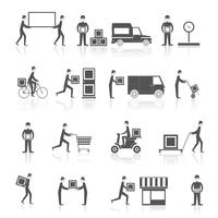 Delivery icons black set vector