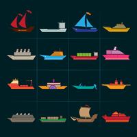 Ship and boats icons set vector