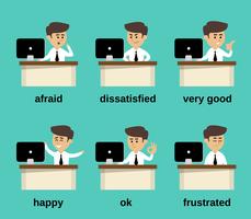 Businessman emotions set vector