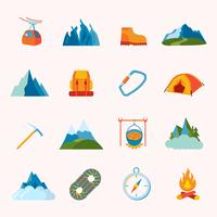 Mountain icons flat vector