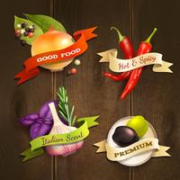 Herbs and spices badges set vector