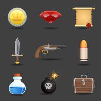 Iconos de recursos del juego. vector