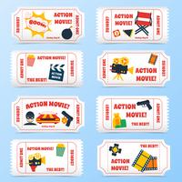 Action movie tickets set vector