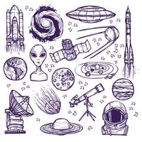 Space sketch set vector