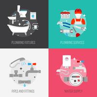 Plumber icon composition set vector