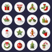 Christmas icons buttons set vector