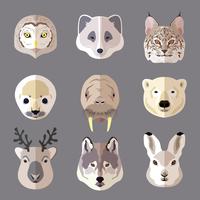 Conjunto de iconos plana retrato animal vector