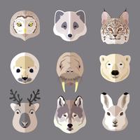 Animal portrait flat icon set vector