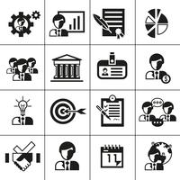 Business management icons black vector