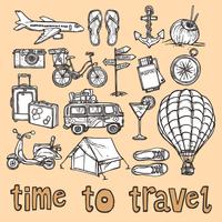 Travel sketch icons set vector