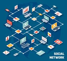 Social network isometric vector